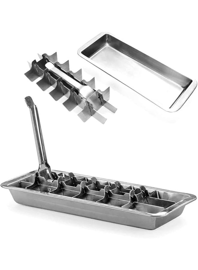 علبة مكعب الجليد 18/8 الفولاذ المقاوم للصدأ 18 فتحة علبة مكعب الجليد مقبض الإفراج السهل - Image 4