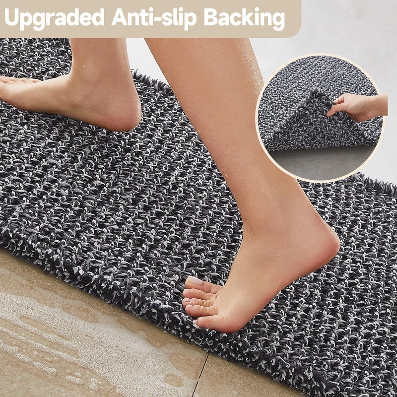 TYUU Black and White Bathroom Rugs, Waffle Bath Mat Non Slip Washable Super Absorbent Quick Dry Boho Farmhouse Bathroom Decor, 30"x20" Black and White - Image 4
