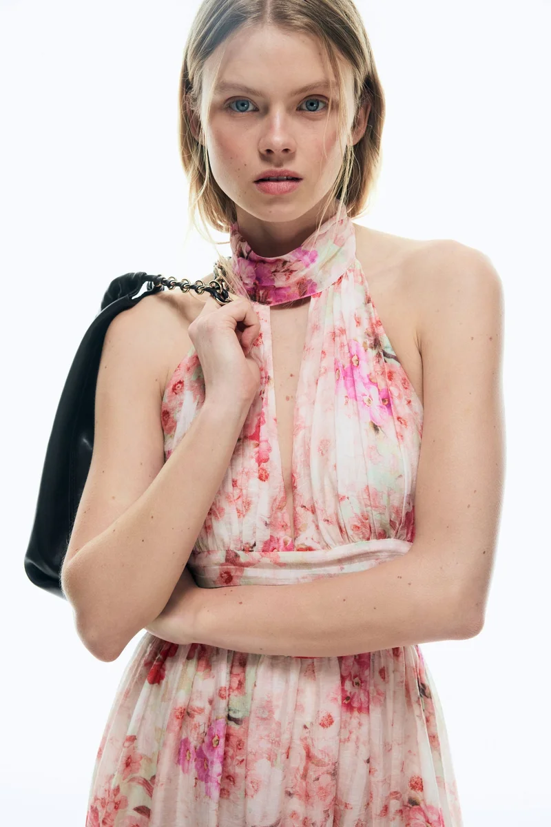 H&M  Tie-detail halterneck dress for Women | Best Price UAE