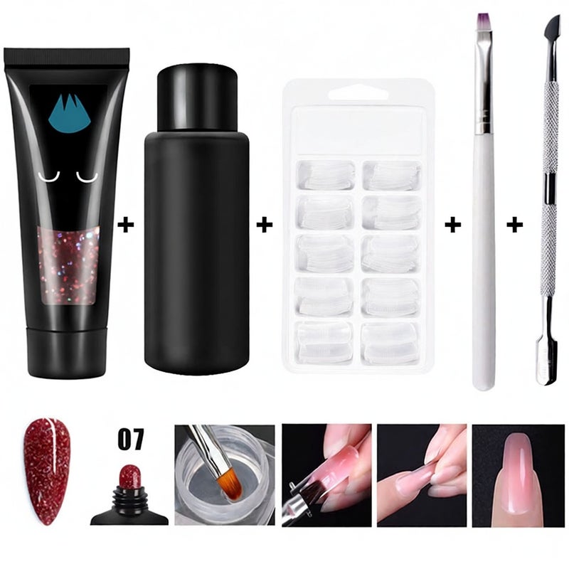 Manicure Set 15g Quick Building Gel 30ml Slip Solution 100Pcs Nail Molds Nail Extension Tools - Image 5