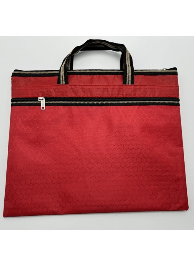 Generic - Briefcase Oxford Cloth Document Bag Meeting Satchel Conference Bag Labor Bag Large Capacity Business Briefcase Zipper Bag-Color:1377 Red-Size:Other Sizes - Image 1