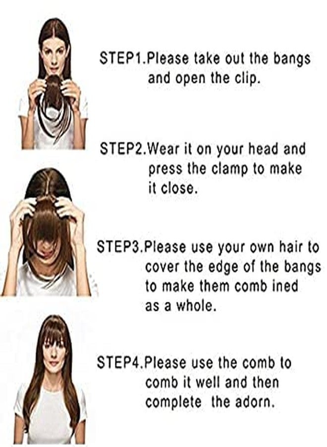 KYNA Clip In Synthetic Front Hair Extension/Fringe/Front Bang For Girls And Women Pack Of 1(Dark Brown Colour) - Image 5