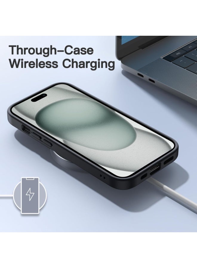 جي تيك حافظة JETech PC+TPU غير لامعة لهاتف iPhone 15 مقاس 6.1 بوصة، حافظة مقاومة للصدمات وحماية من السقوط من الدرجة العسكرية، غطاء هاتف خلفي شفاف بلوري، مضاد لبصمات الأصابع (أسود) - Image 2