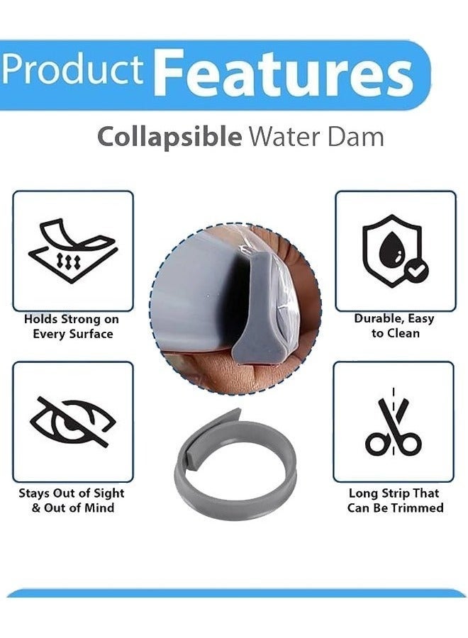 شريط عازل للماء للاستحمام، حاجز مانع لتسرب الماء، شرائط سيليكون مانعة لتسرب الماء، شريط عازل لفصل الماء الجاف والرطب، حاجز مانع لتسرب الماء قابل للطي بطول 39 بوصة، شريط مانع لتسرب الماء مرن من السيليكون للحمام - Image 4