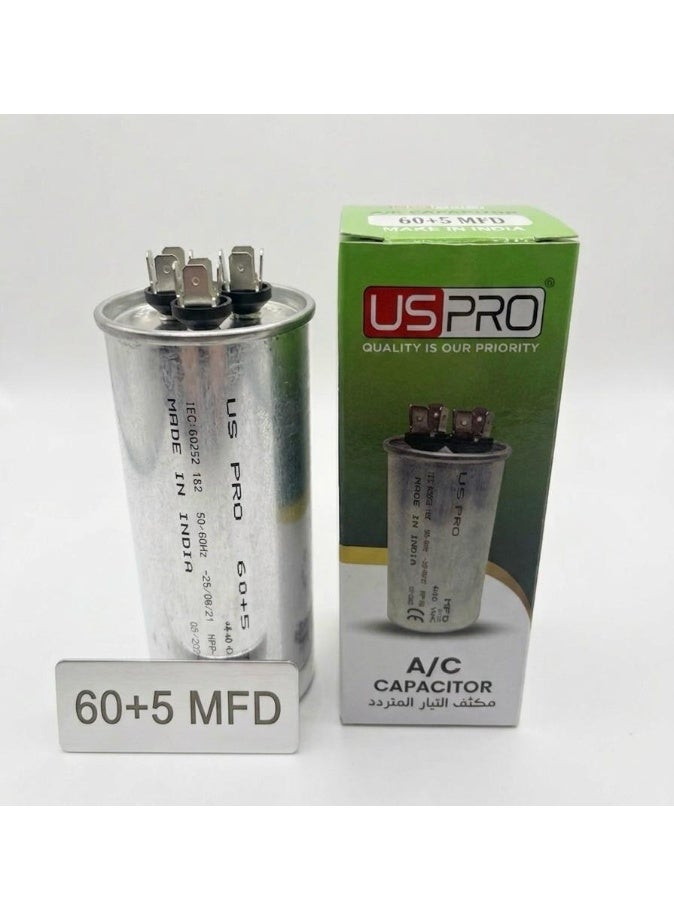 A/C CAPACITOR WITH PIN 60+5 MFD