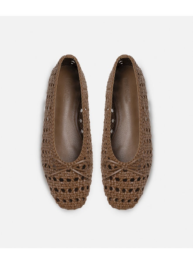 Ipekyol Textured Flats With Bow Detail - Image 4