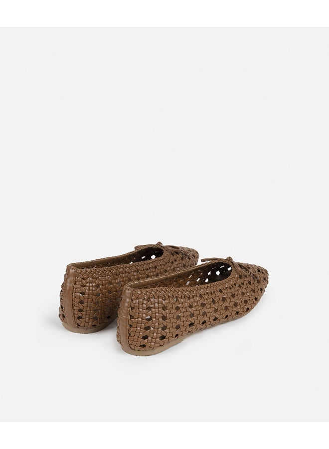 Ipekyol Textured Flats With Bow Detail - Image 1