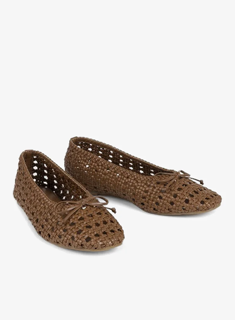 Ipekyol Textured Flats With Bow Detail