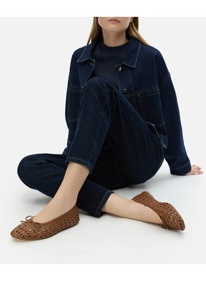 Ipekyol Textured Flats With Bow Detail