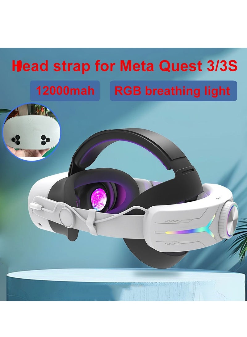12000mah Rechargeable Battery Head Strap Compatible with Meta Quest 3/3S Headband VR Accessory With RGB Light - Image 2