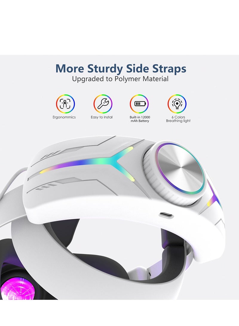 12000mah Rechargeable Battery Head Strap Compatible with Meta Quest 3/3S Headband VR Accessory With RGB Light - Image 4