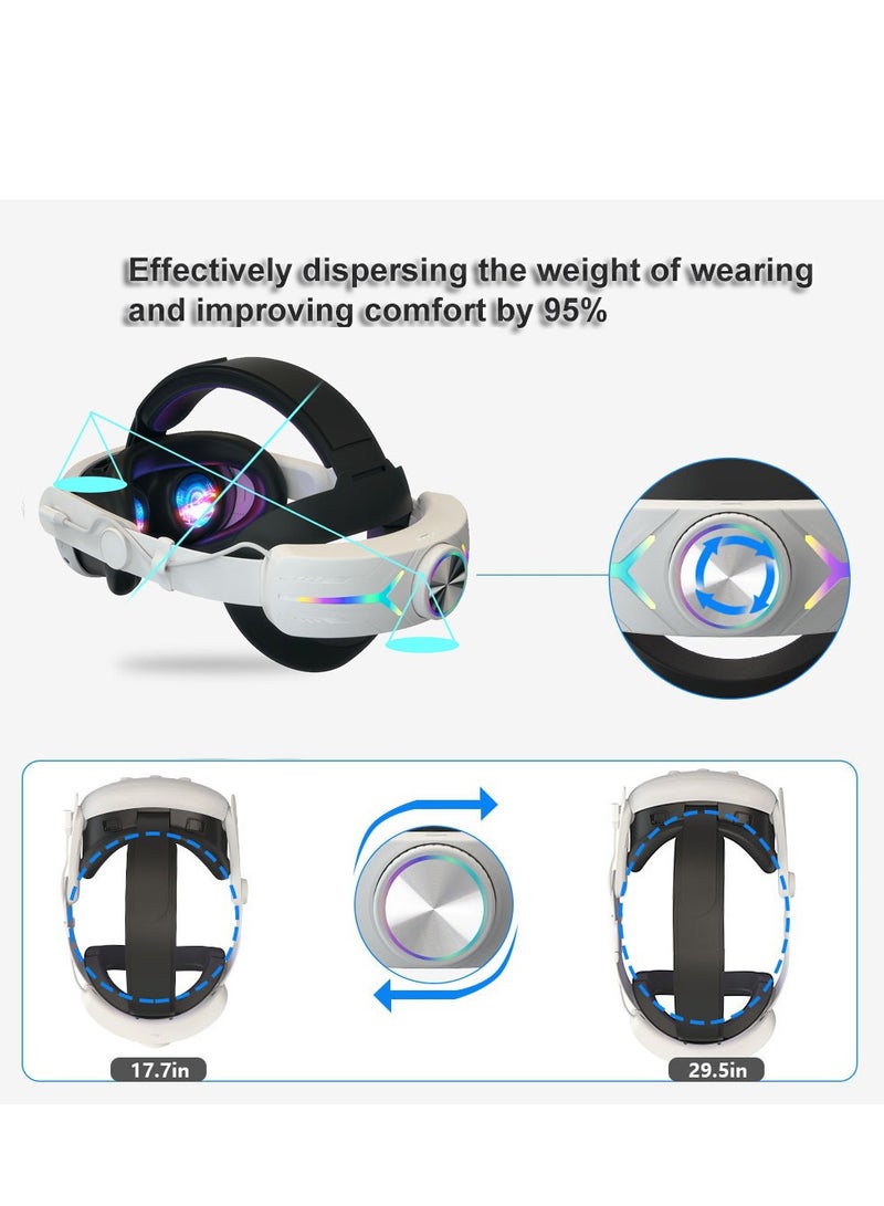 12000mah Rechargeable Battery Head Strap Compatible with Meta Quest 3/3S Headband VR Accessory With RGB Light - Image 5