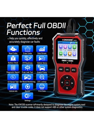 KONNWEI OBD2 Scanner Diagnostic Tool KW330, Check Engine Code Reader with Battery Voltage Test, Live Datastream, Freeze Frame, Car Scanner Diagnostic Tool for All OBDII Car Since 1996 - view 2