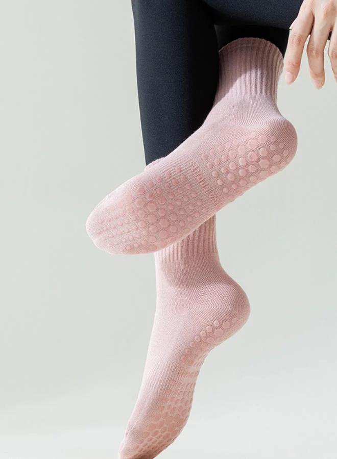 Styli Active Pink Silicon Base Knitted Textured Yoga Socks