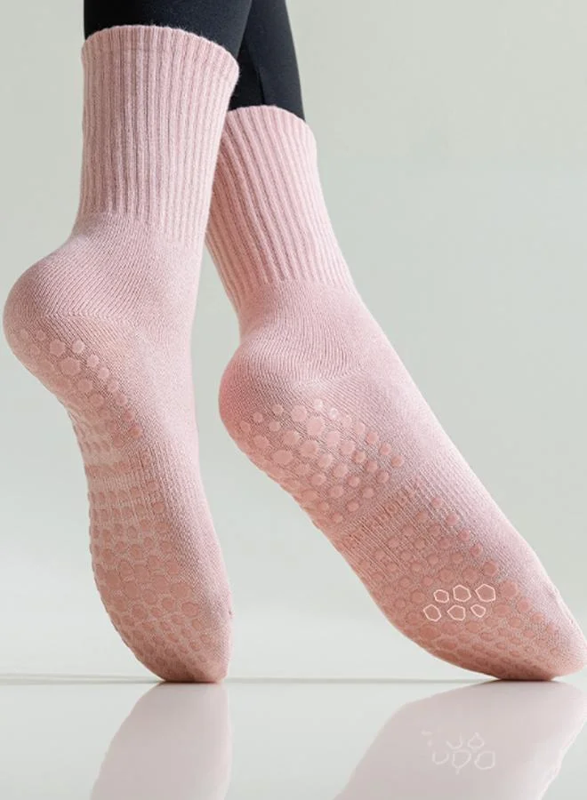 Styli Active Pink Silicon Base Knitted Textured Yoga Socks