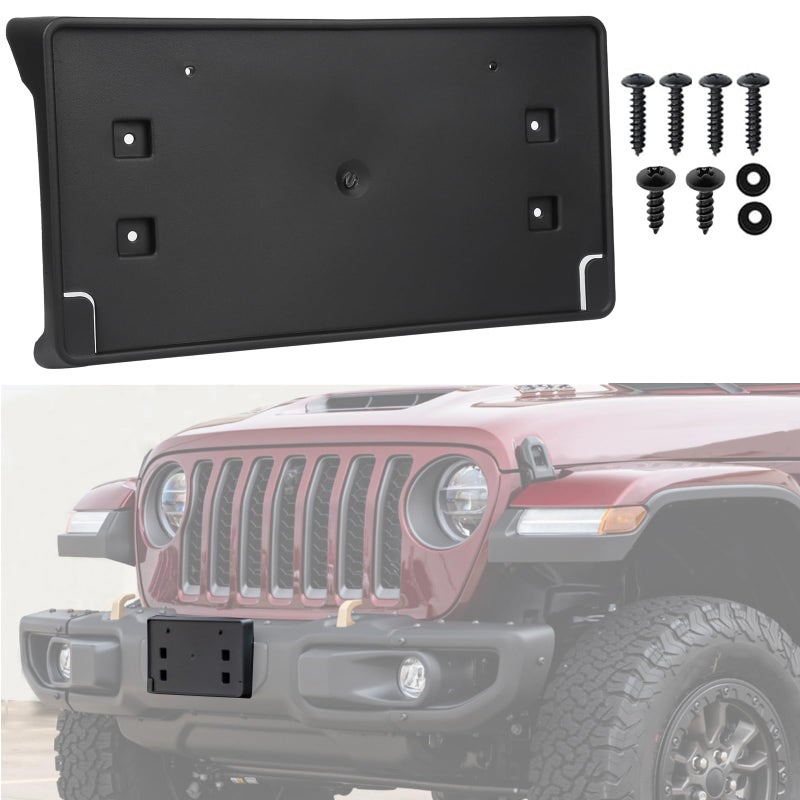 OKPARZ Replacement for Front Bumper License Plate Frame Bracket 20182024 Jeep Wrangler JL Gladiator JT ONLY for Plastic Bumper 68293738AA CH1068167