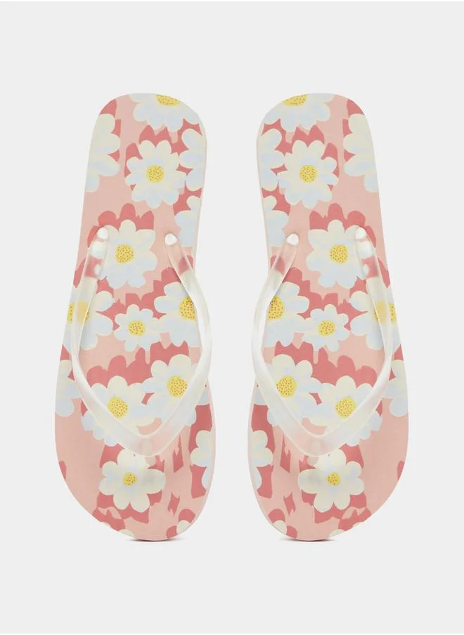 Styli Floral Print Flip Flops