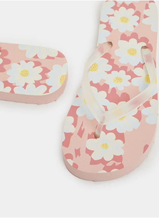 Styli Floral Print Flip Flops