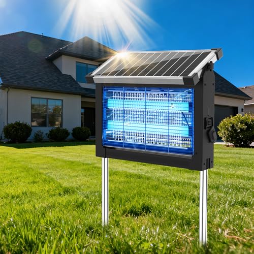 OnBeam Solar Bug Zapper Outdoor Mosquito Zapper Waterproof Electric Fly Zapper Rechargeable Mosquito Killer Lamp with 10W Solar Panel 4500V Cordless Fly Trap for Backyard Patio Garden RV Camping - Image 1