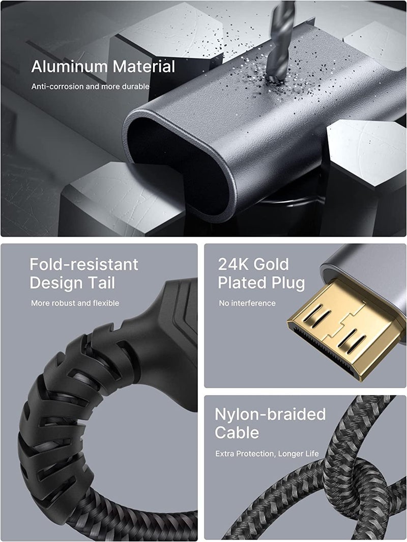 Etzin Mini HDMI to HDMI Adapter Cable - 4K 60Hz HDR 3D Compatible for DSLR, Camcorder, Graphics Card, Raspberry Pi - EPL-973H - Image 4