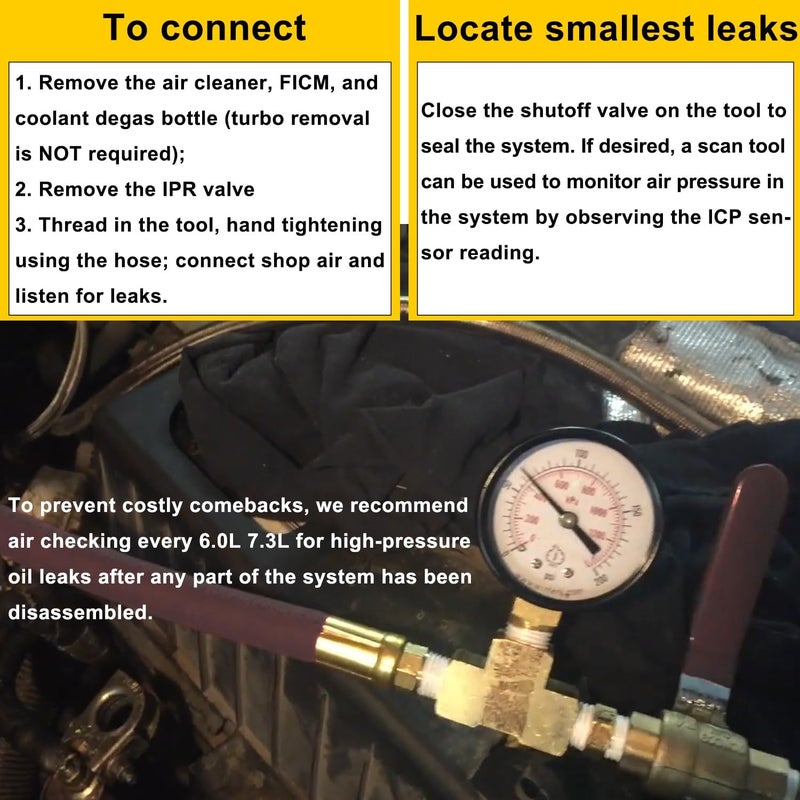 Camoo High Pressure Oil System IPR Air Test Tool Kit for Ford 6.0L & 7.3L Powerstroke (1994-2007) - Image 4