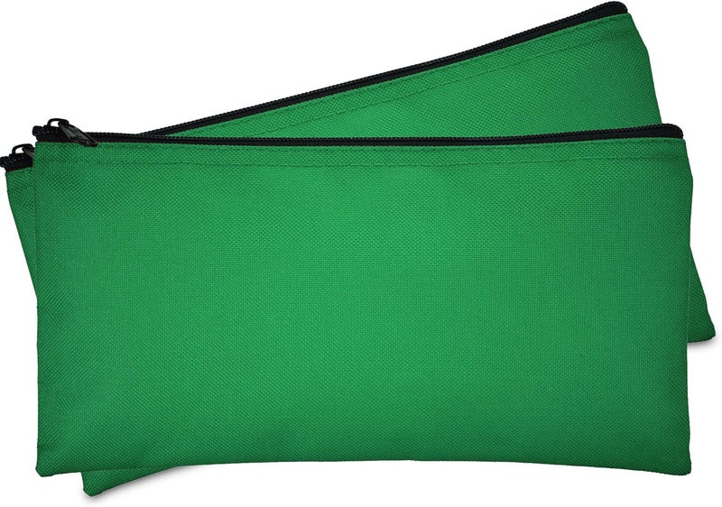 DALIX Bank Bags Money Pouch Security Deposit Utility Zipper Coin Bag Green 2 Pack - Image 1