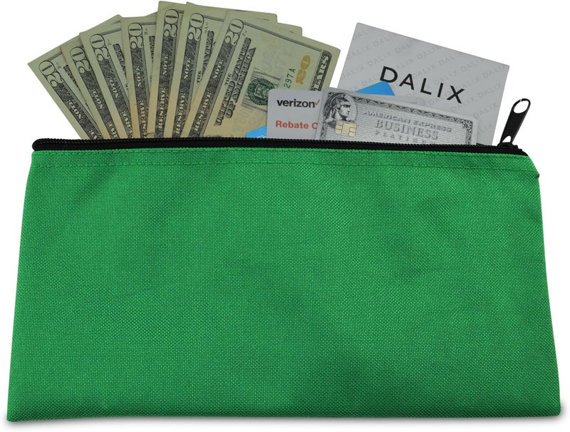 DALIX Bank Bags Money Pouch Security Deposit Utility Zipper Coin Bag Green 2 Pack - Image 4