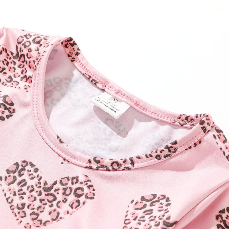 DACSOIT Valentines Toddler Girl Dress Love Hearts Print Ruffle Long Sleeve Casual Dress 7-8Y - Image 3