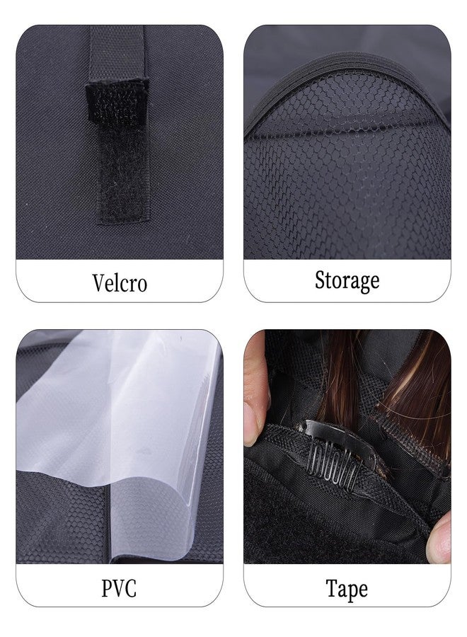 JCWPVA Travel-Friendly Halo Hair Extensions Holder Bag - Lightweight, Easy Fold, PVC Film And Fine Lining Prevents Wig Frizzy, Portable Wig Storage Hanger for Multiple Hairpieces (Black) - Image 4