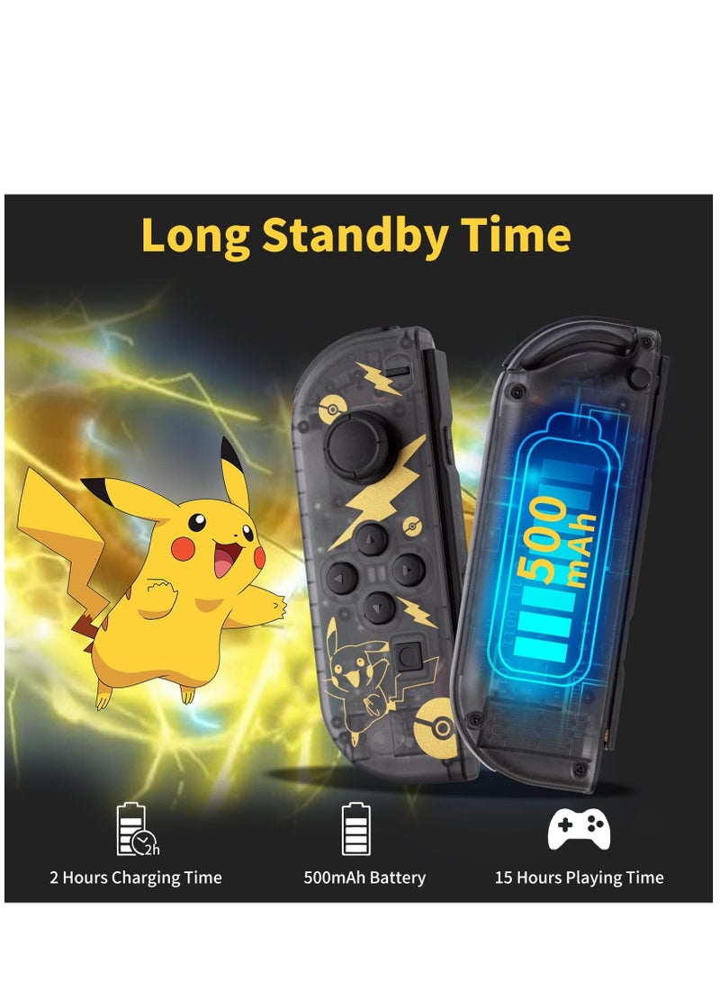 Wireless Controller for Nintendo Switch, L/R Controllers Replacement Compatible with Nintendo Switch/Lite/OLED, Joystick with Wake-up/Screenshot/Dual Vibration/Motion Control Function (Black)