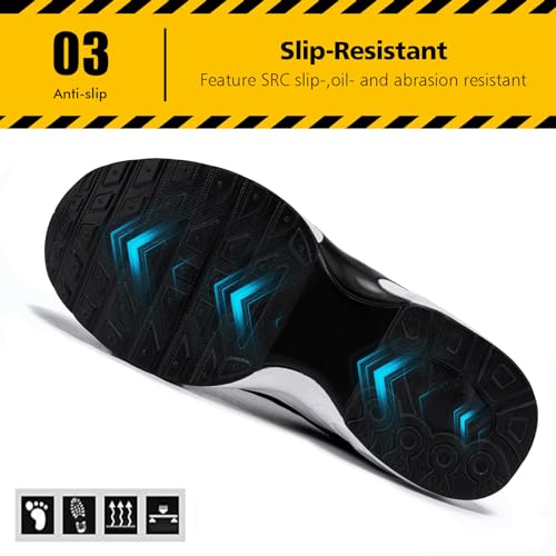 Tinefiy Steel Toe Shoes for Women Lightweight Safety Shoes Comfortable Slip Resistant Indestructible Shoe Womens Puncture Proof Work Shoe Size 5 - Image 5