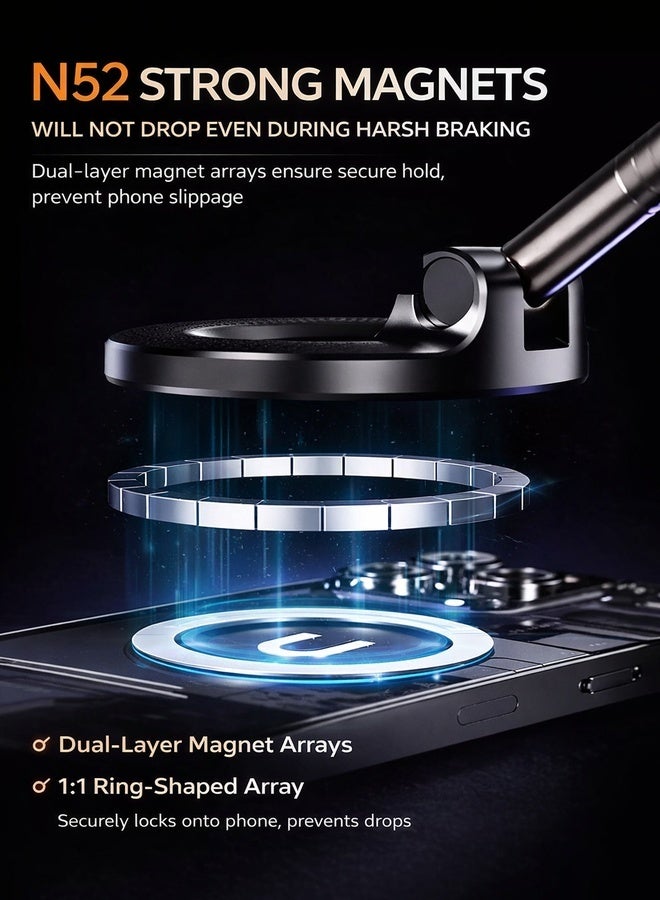 Neyecam Magnetic Phone Mount with Strong Suction - 360° Adjustable, Universal Compatibility for iPhone & Android - Secure and Stable Car Phone Holder - Image 3