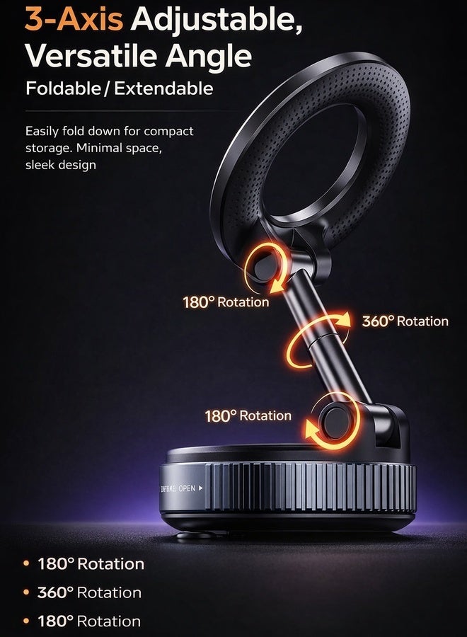 Neyecam Magnetic Phone Mount with Strong Suction - 360° Adjustable, Universal Compatibility for iPhone & Android - Secure and Stable Car Phone Holder - Image 2