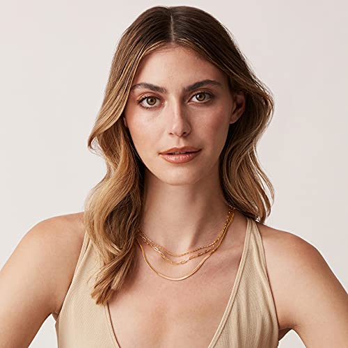 PAVOI Womens 14K Gold Plated Yellow Gold Triple Chain and 925 Sterling Silver Necklace - Image 2
