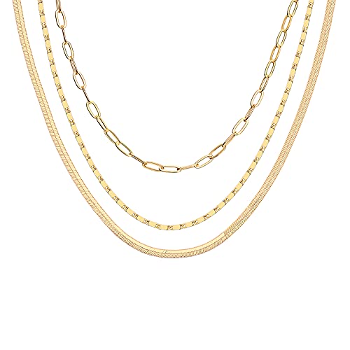 PAVOI Womens 14K Gold Plated Yellow Gold Triple Chain and 925 Sterling Silver Necklace - Image 5