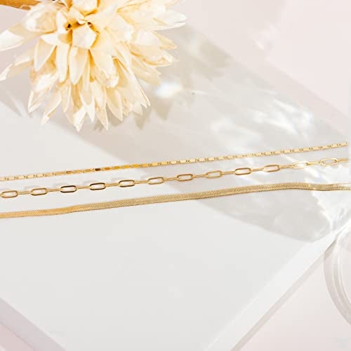 PAVOI Womens 14K Gold Plated Yellow Gold Triple Chain and 925 Sterling Silver Necklace - Image 3
