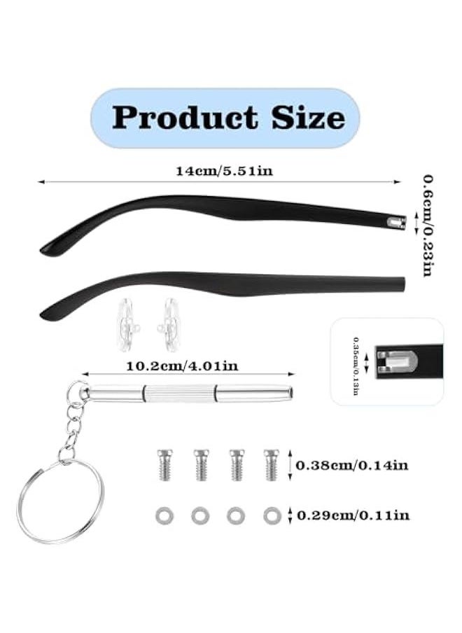 Generic - 1 Pair Metal Glasses Replacement Temple, Eyeglass Arms Legs Replacement with Screws Washers Screwdrivers Nose Pads Glasses Repair Kit Universal Eyeglasses Replacement - Image 1