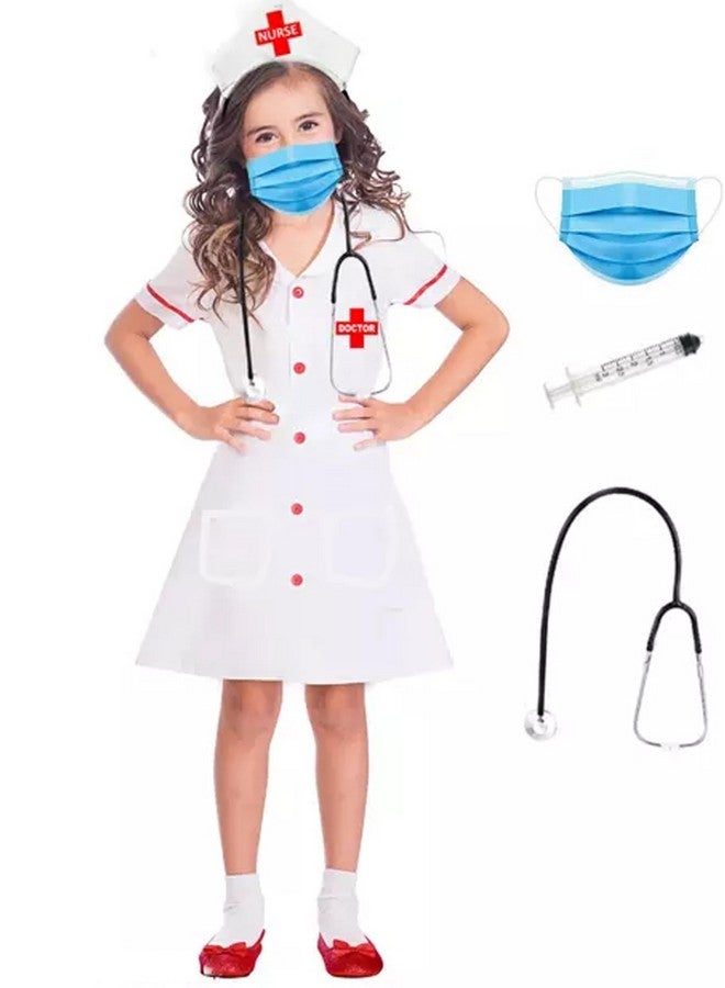 Cotton_Blend Fancy Dress Kids Doctor Outfit Set (Doctor Coat, Stethoscope  Mask), White - Image 1