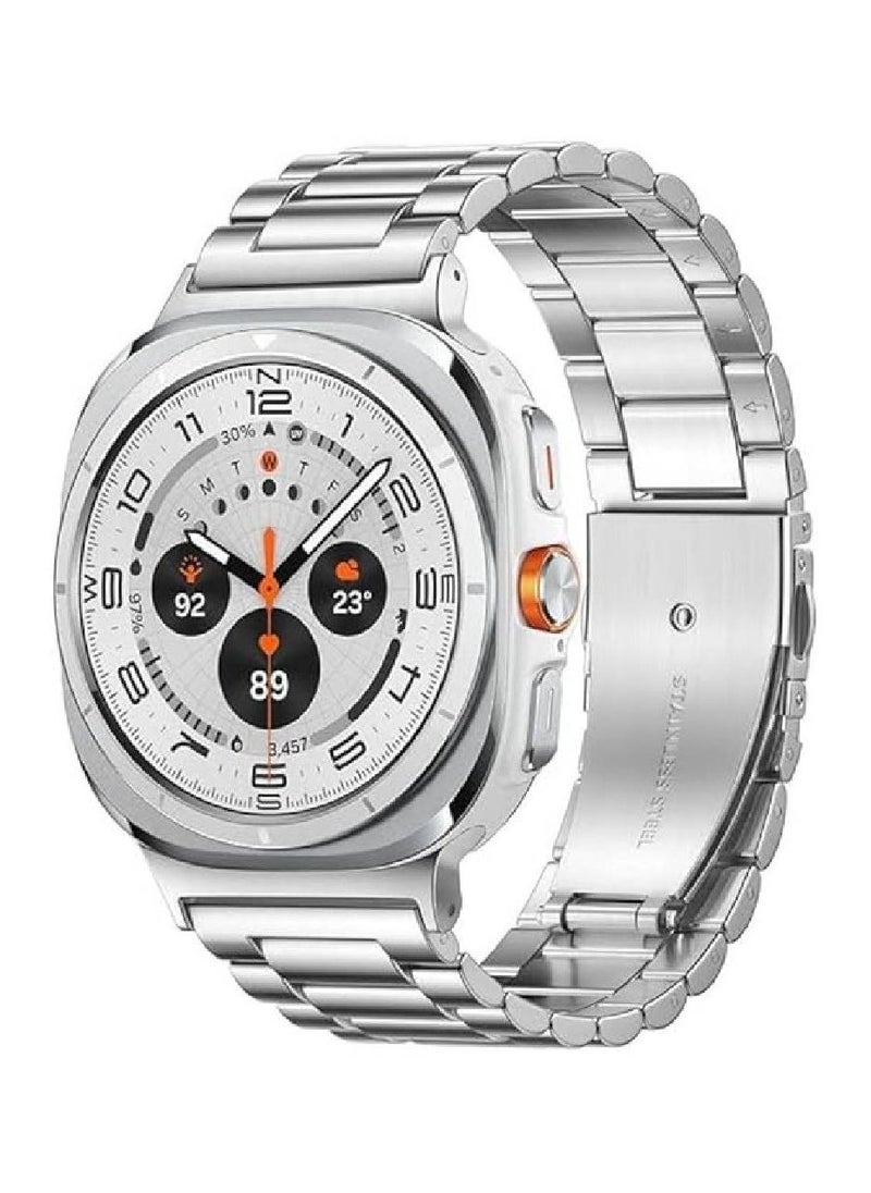 Stainless Steel Band for Samsung Galaxy Watch Ultra 47mm – Elegant Metal Strap for Men  Women | Classic Business  Leisure Style (Silver) - Image 1