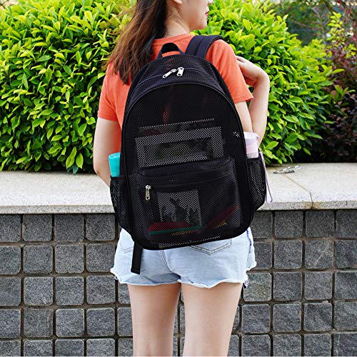 COVAX Heavy Duty Mesh Backpack, See Through College Backpack with Padded Shoulder Straps for Swimming, Outdoor Sports - Image 4
