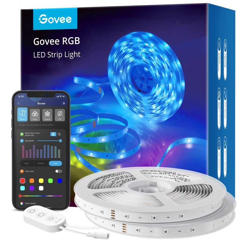 Govee LED Strip Lights 100ft, LED Lights for Bedroom, WiFi RGB LED Lights work with Alexa and Google Assistant, 64 Modes and Music Sync, Strip Lights for Indoor, Home Decor, 2 Rolls of 50ft - Image 1