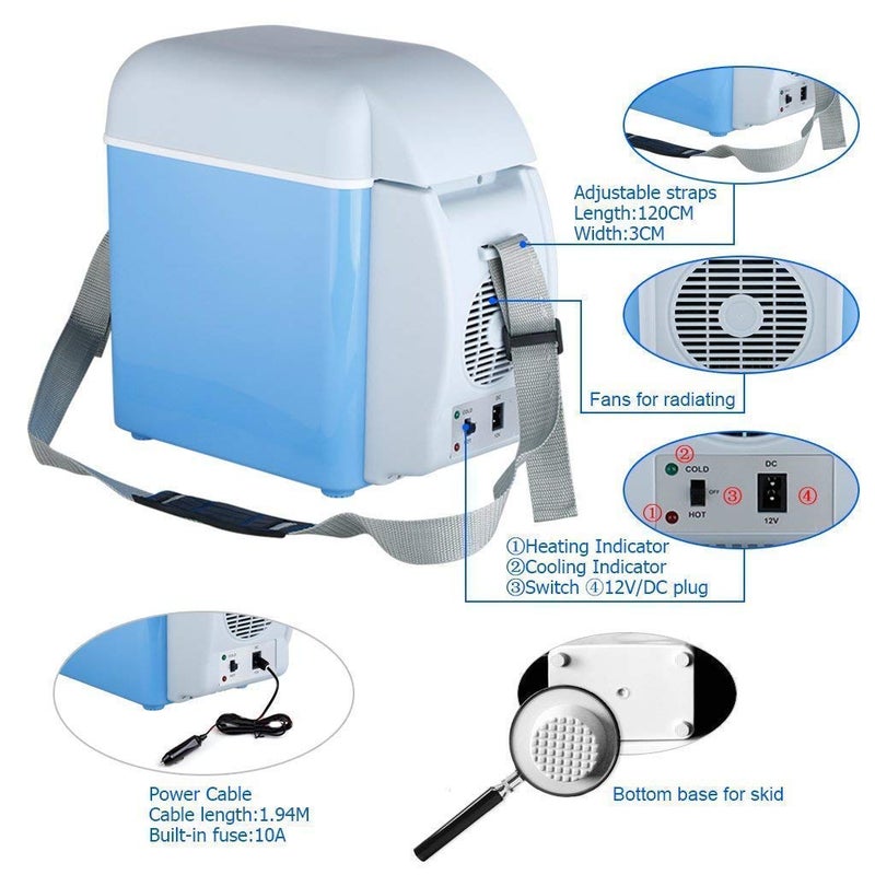 Abhira 7.5L Mini Car Refrigerator Portable Thermoelectric Car Compact Fridge Freezer DC 12V Travel Home Electric Cooler and Warmer Durable Portable Cold Compact Fridge - Image 3