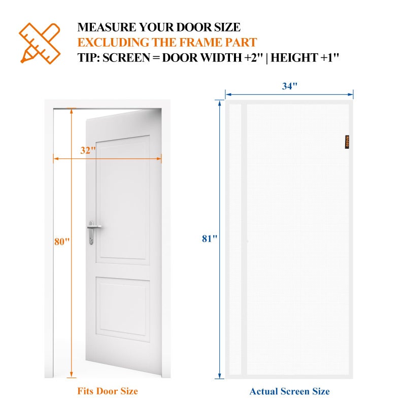 MAGZO Magnetic Screen Door White, Fits 32'' x 80'' Door, Reversible Left Right Side Opening, Scratch-Proof Polyester, Pet&Kids Friendly, Easy Install with Hook&Loop, Keep Annoying Creatures Out - Image 2