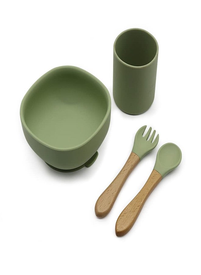 Vianz Food Grade Silicon Meal Set for Baby, BPA Free, Microwave Dishwasher Safe, Bowl with Suction, Spill Proof, Food Training, Useful Gift for Kids (Pista Green, 4) - Image 1