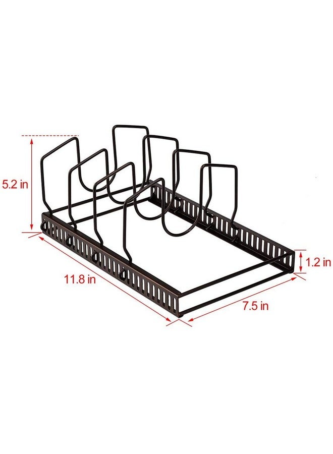 TopLife منظم أغطية الأواني من توبلايف للخزائن وسطح العمل، لحامل أغطية 7+ مقلاة وأواني الخبز مع 7 أقسام قابلة للتعديل - بني - Image 2