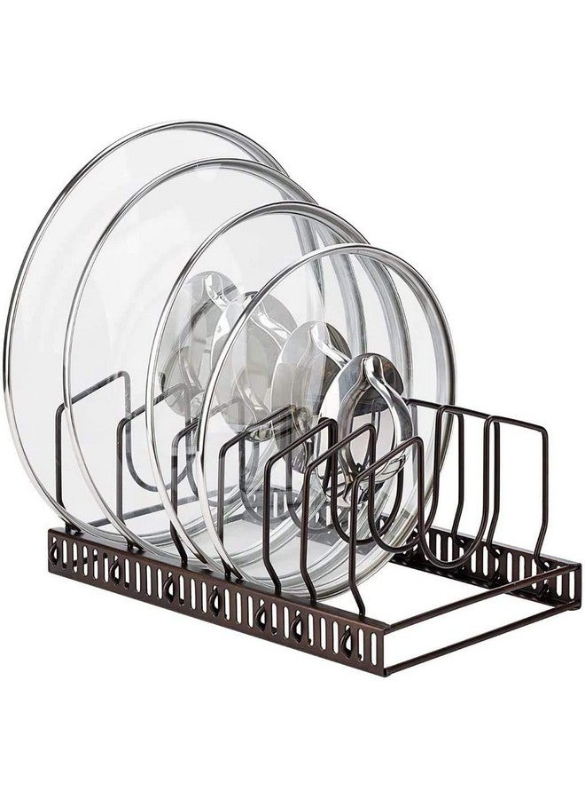 TopLife منظم أغطية الأواني من توبلايف للخزائن وسطح العمل، لحامل أغطية 7+ مقلاة وأواني الخبز مع 7 أقسام قابلة للتعديل - بني - Image 1