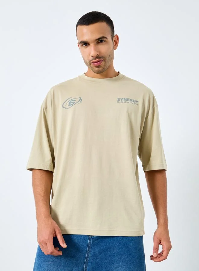 Styli Styli Men Boxy Fit Bold Back Print Heavy Jersey T-Shirt