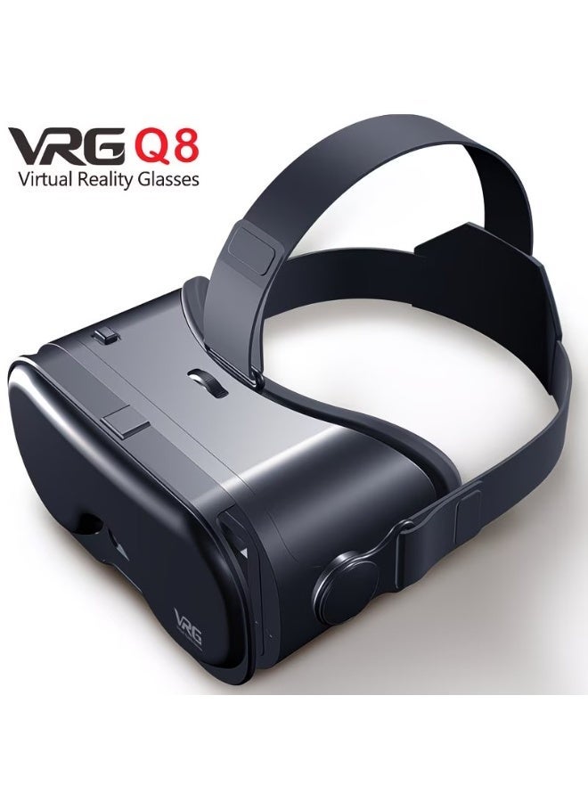 VRG نظارات الواقع الافتراضي VRG Q8 للهواتف المحمولة، مزودة بخاصية تعديل مستقلة لقصر النظر (من 0 إلى 800 درجة)، وعدسات عالية الدقة (HD)، ومتوافقة مع الهواتف الذكية (Android وiOS) بمقاسات تتراوح بين 5 و7 بوصات. - Image 1
