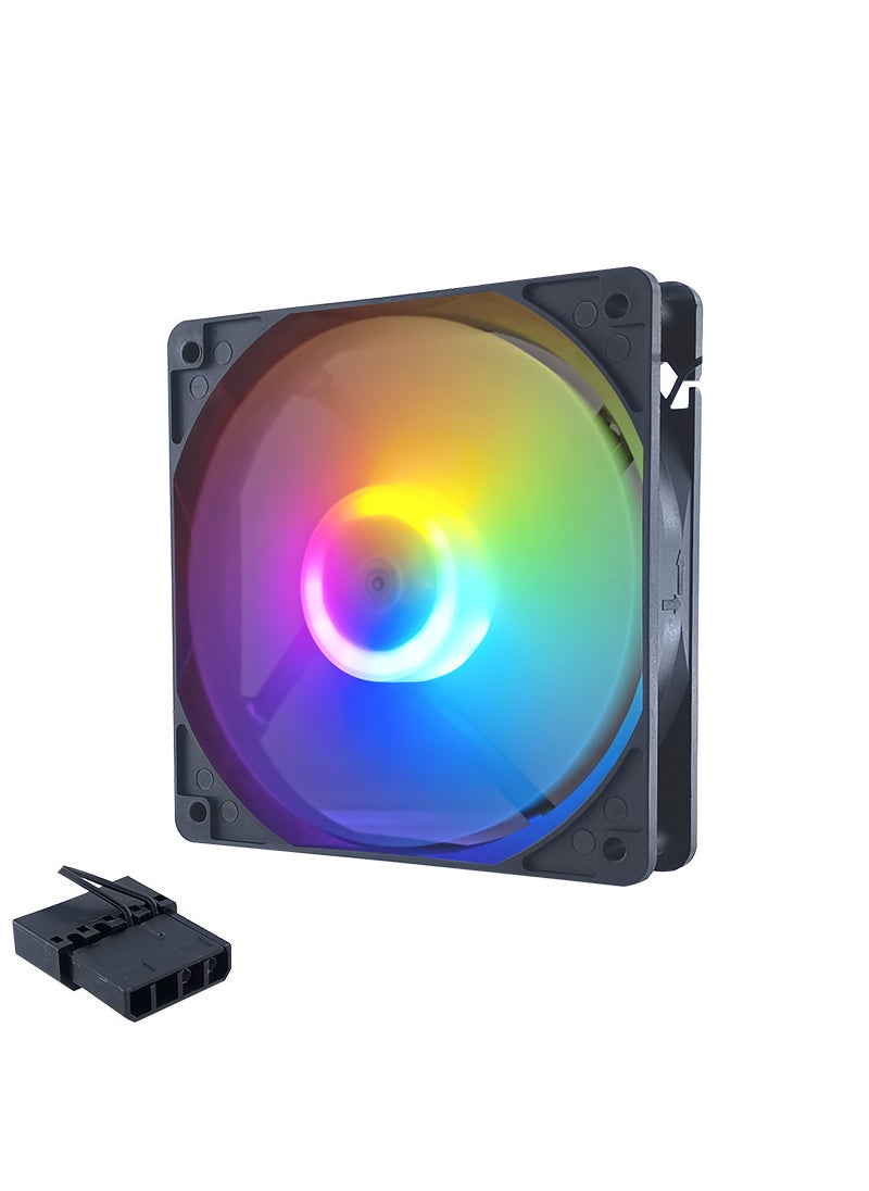Generic مروحة حاسوب 120 مم هادئة 4 دبابيس 12 سم مع إضاءة LED - كبيرة عكسية - 4 دبابيس - سوداء - مصباح فوانيس مذهل - مروحة هيكلية 12 سم بلا وسادة صدمة 