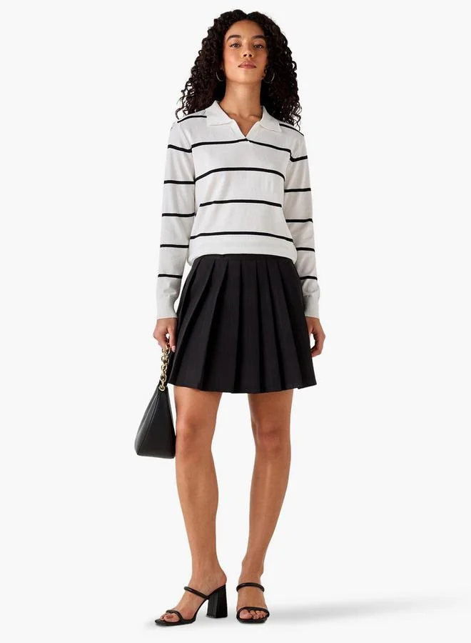 تواكستريمز 2Xtremz Regular Fit Striped Collared Tricot Sweater